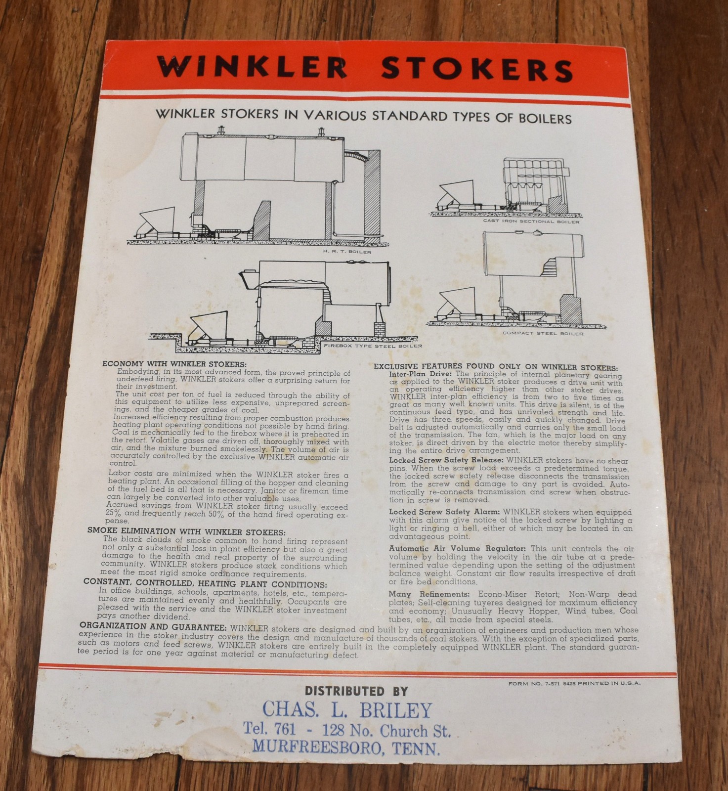 Vintage Winkler Coal Stoker Industrial Models 20 30 40 55 75 Sales Brochure