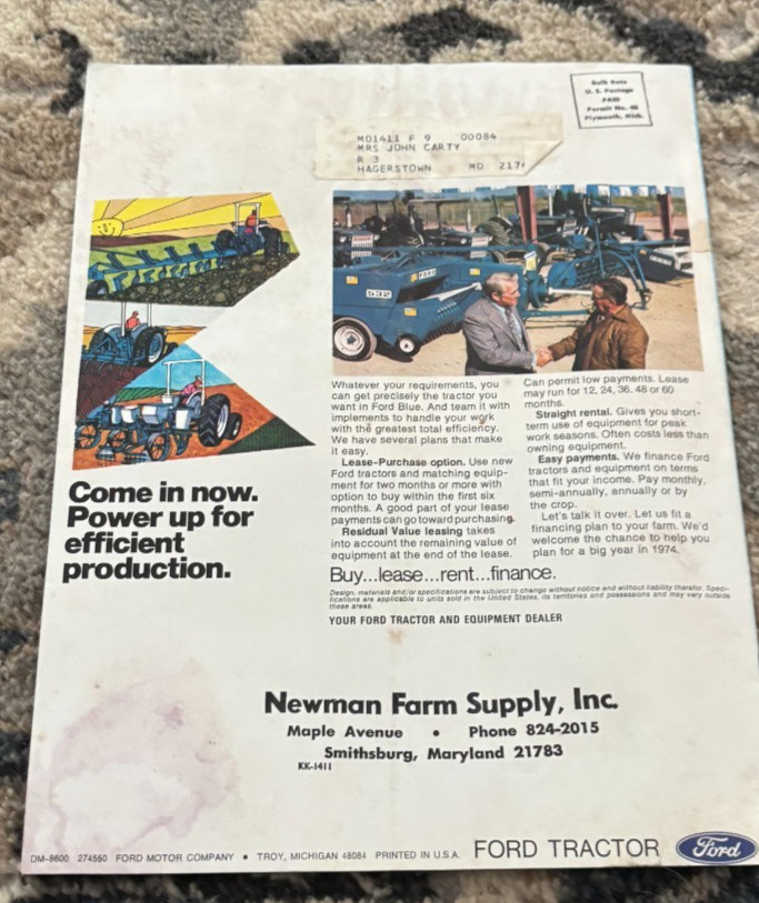Ford Tractor Tillage Planting For 1974 Brochure DCPA26