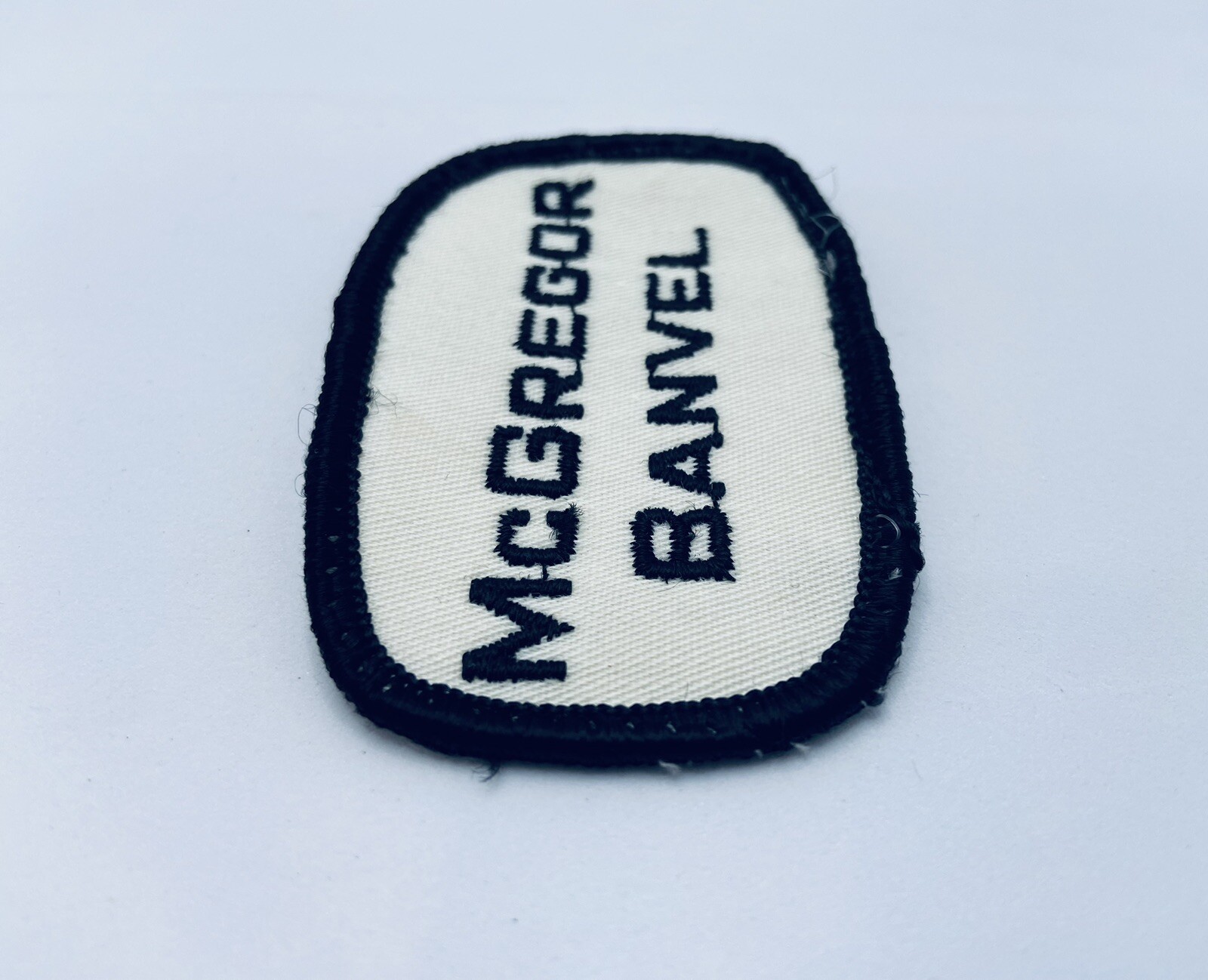 Vintage McGregor Banvel Patch 2.75”x2” White Black Agriculture Farming