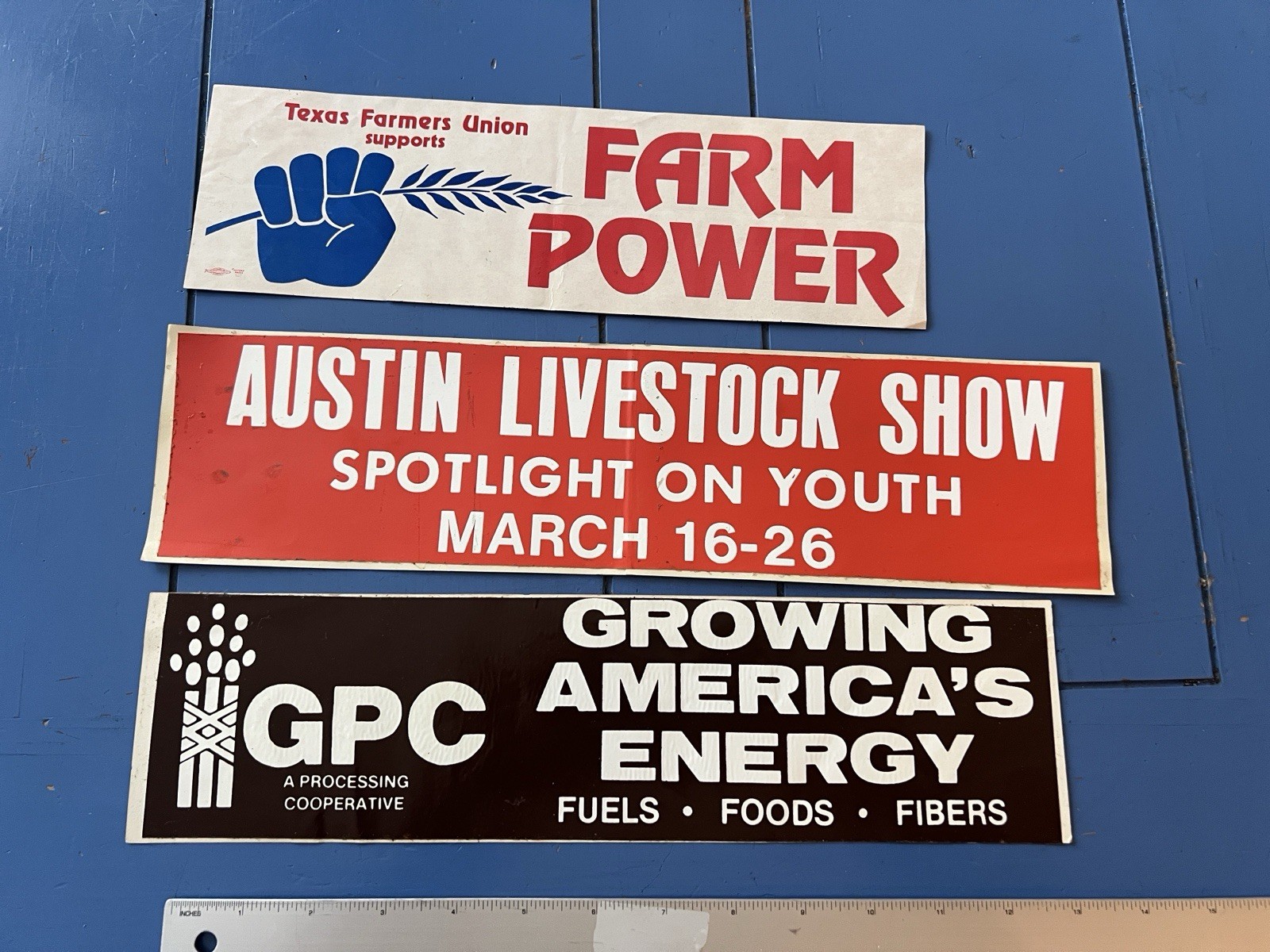 Vintage Farm Livestock Agricultural Bumper Sticker Lot, Austin Texas Farm Power