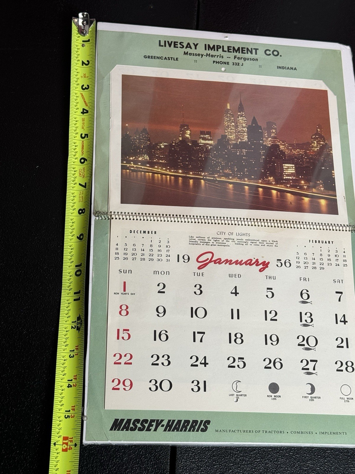 Vintage Lot Rare Massey Harris Vintage Farm Calendars- 1953 1955 1956- On Boards
