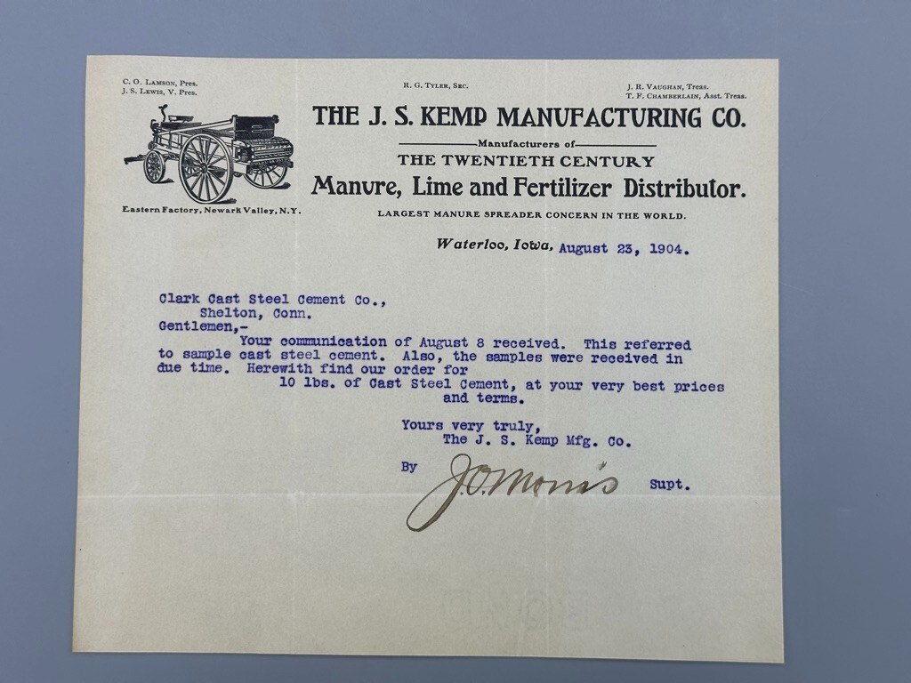 1904 JS KEMP Twentieth Century MANURE SPREADER Iowa WATERLOO Farm Advertising