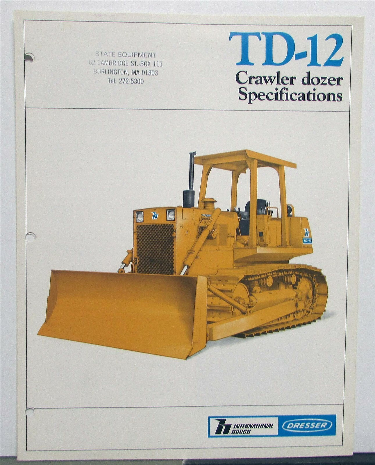 1985 International Hough TD12 Crawler Dozer Specs Construction Sales Brochure