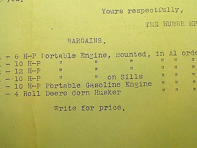 ANTIQUE 1908 HUBER MFG CO. TRACTORS THRESHERS LETTERHEAD LETTER W/COVER & REPLY