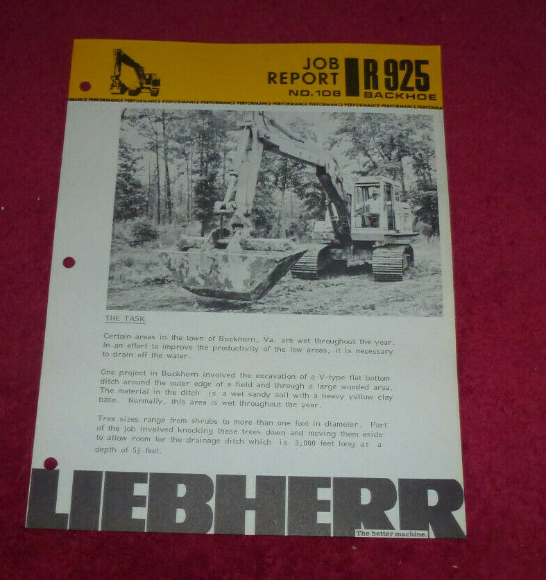 Vintage Liebherr Job Report #108 R925 Backhoe Buckhorn VA