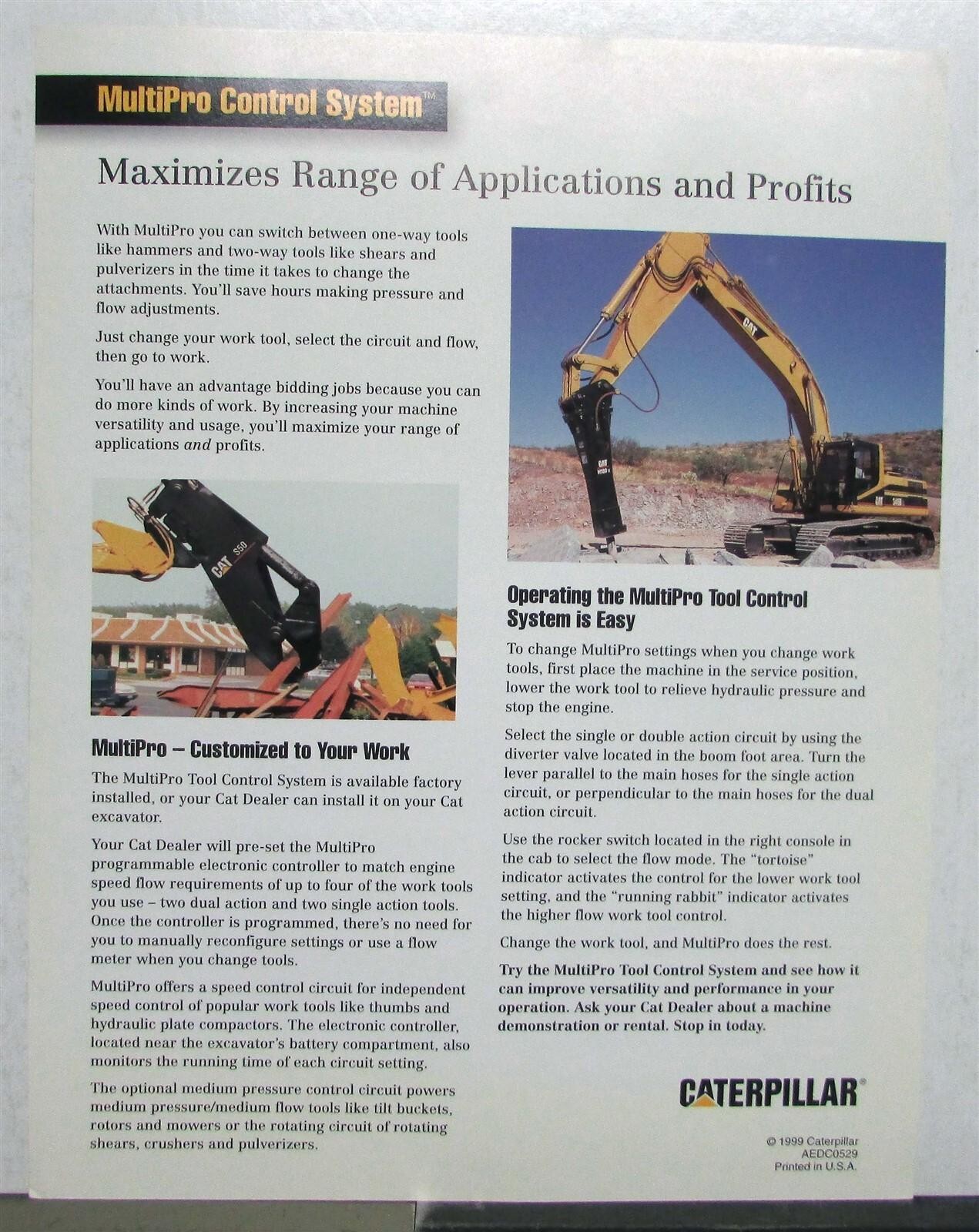 1999 Caterpillar Multipro Tool Control System Construction Specs Data Sheet