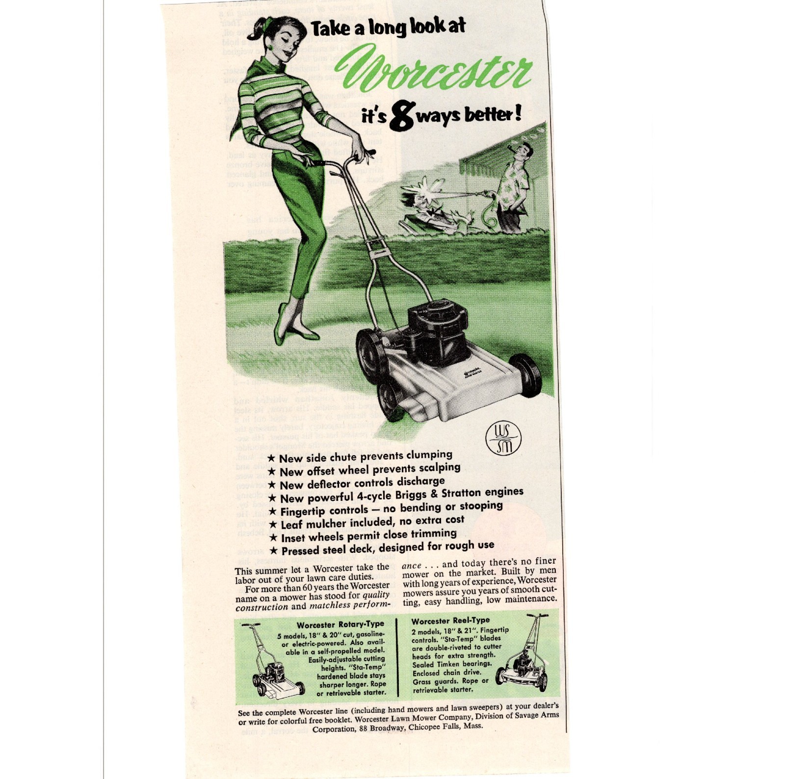 1956 Worcester Take a Long Look it&rsquo;s 8ways Better! Single Page Print Ad