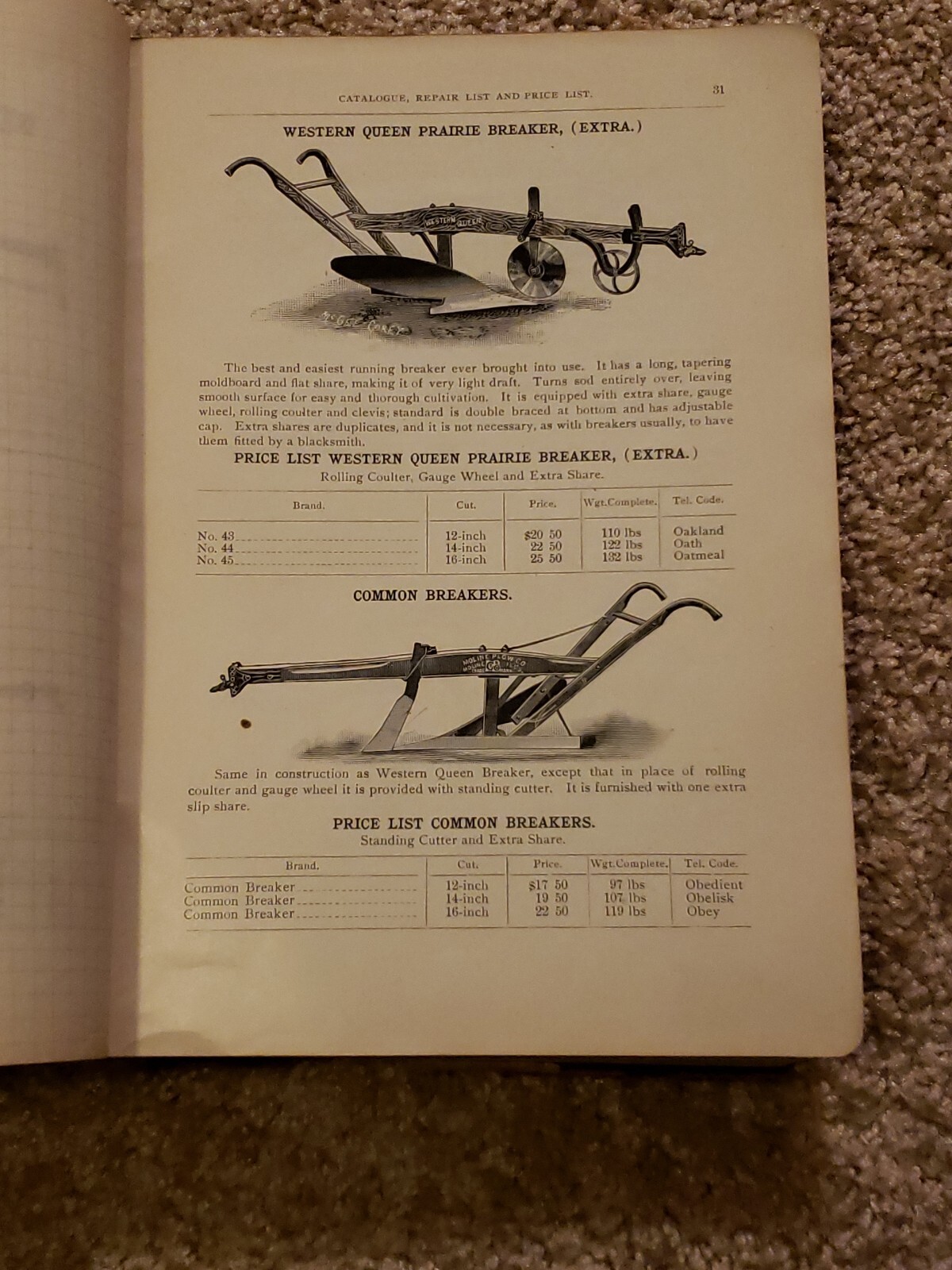 1904 Moline Plow Company Catalog Modern Implements Employee Version