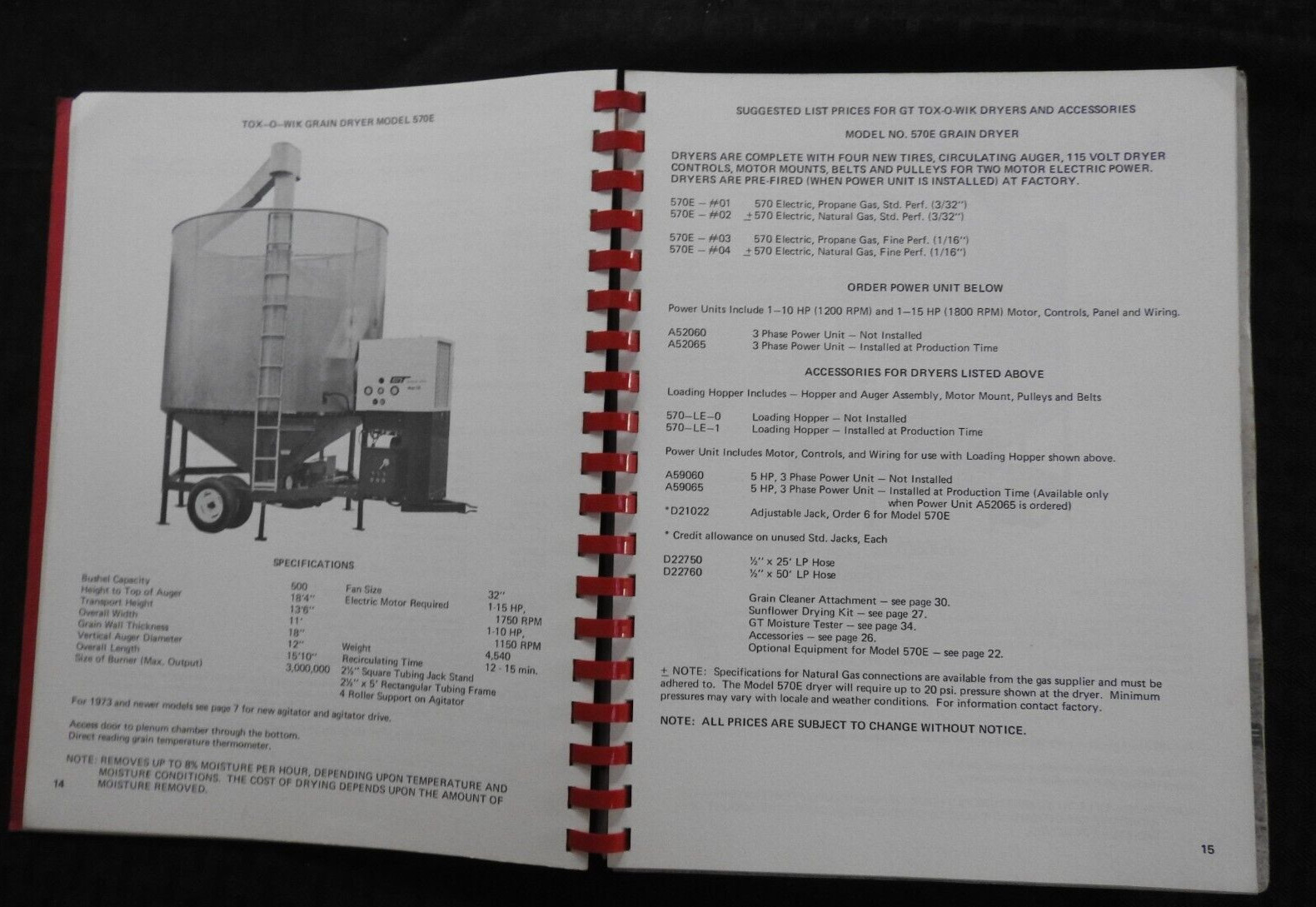 1976 GT TOX-O-WIK GRAIN DRYERS DEALER SALES CATALOG Gilmore-Tatge Clay Center KS