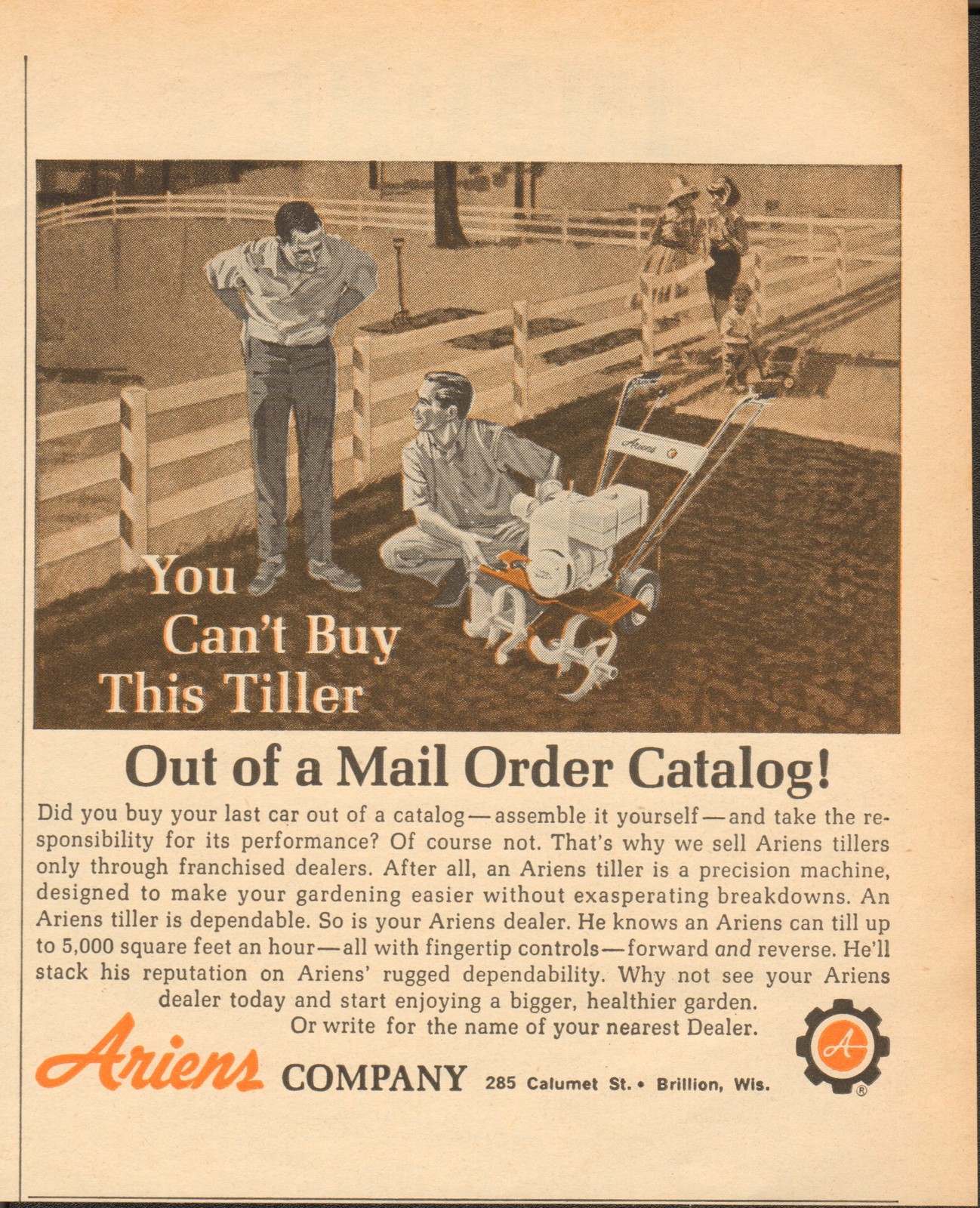 1966 Ariens Co Farm Tiller Print Ad