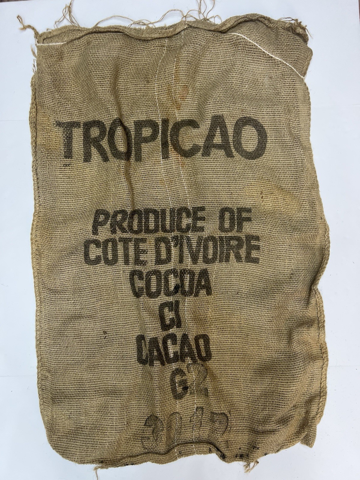 Vintage Burlap Sack TROPICAO Ivory Coast (Côte d&rsquo;Ivoire) COCOA G2-West Africa