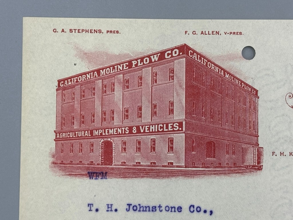 1906 CALIFORNIA MOLINE PLOW Co FARM Advertising Letter STOCKTON Antique
