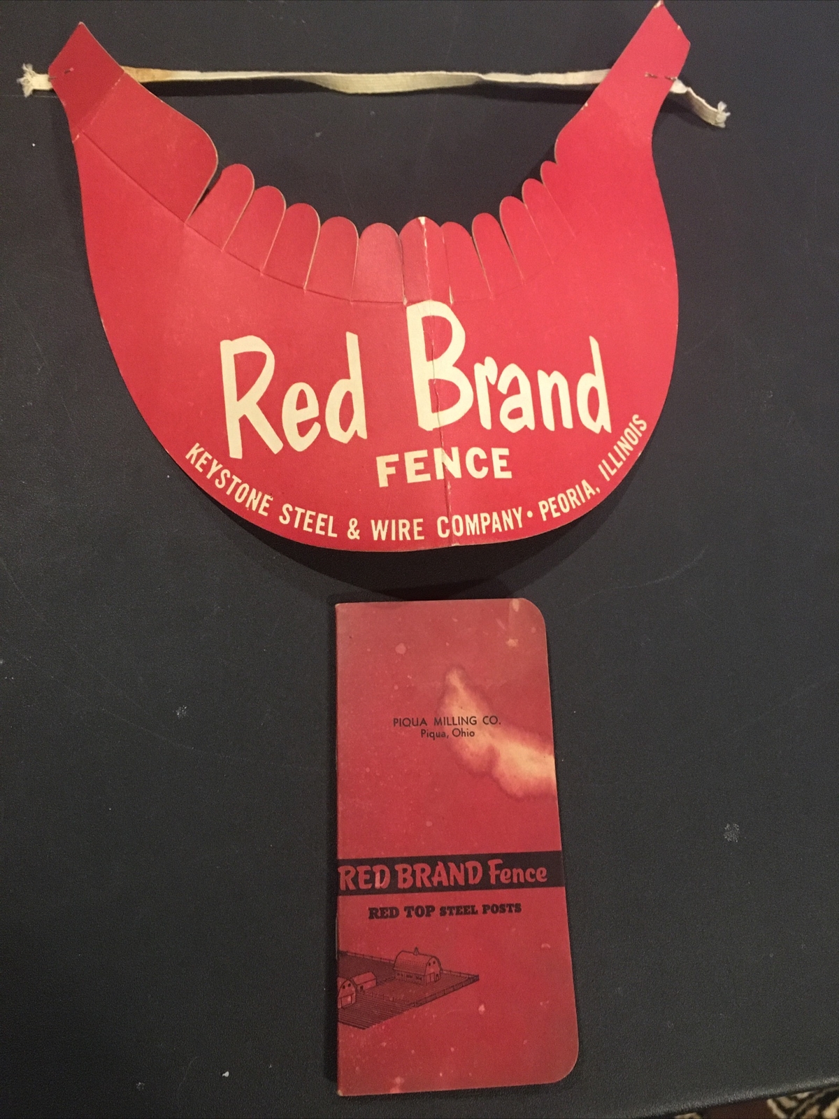 Red Brand Fence Memo Book & Paper Hat Peoria Illinois