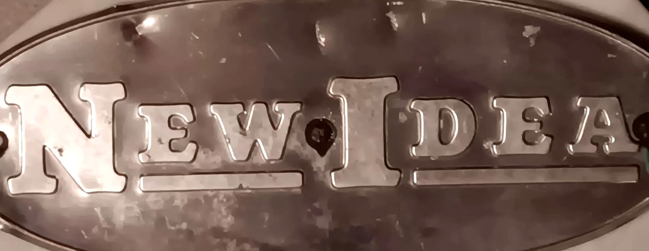 Vintage NEW IDEA Farm Equipment Tractor EMBLEM TAG aluminum COLDWATER OHIO