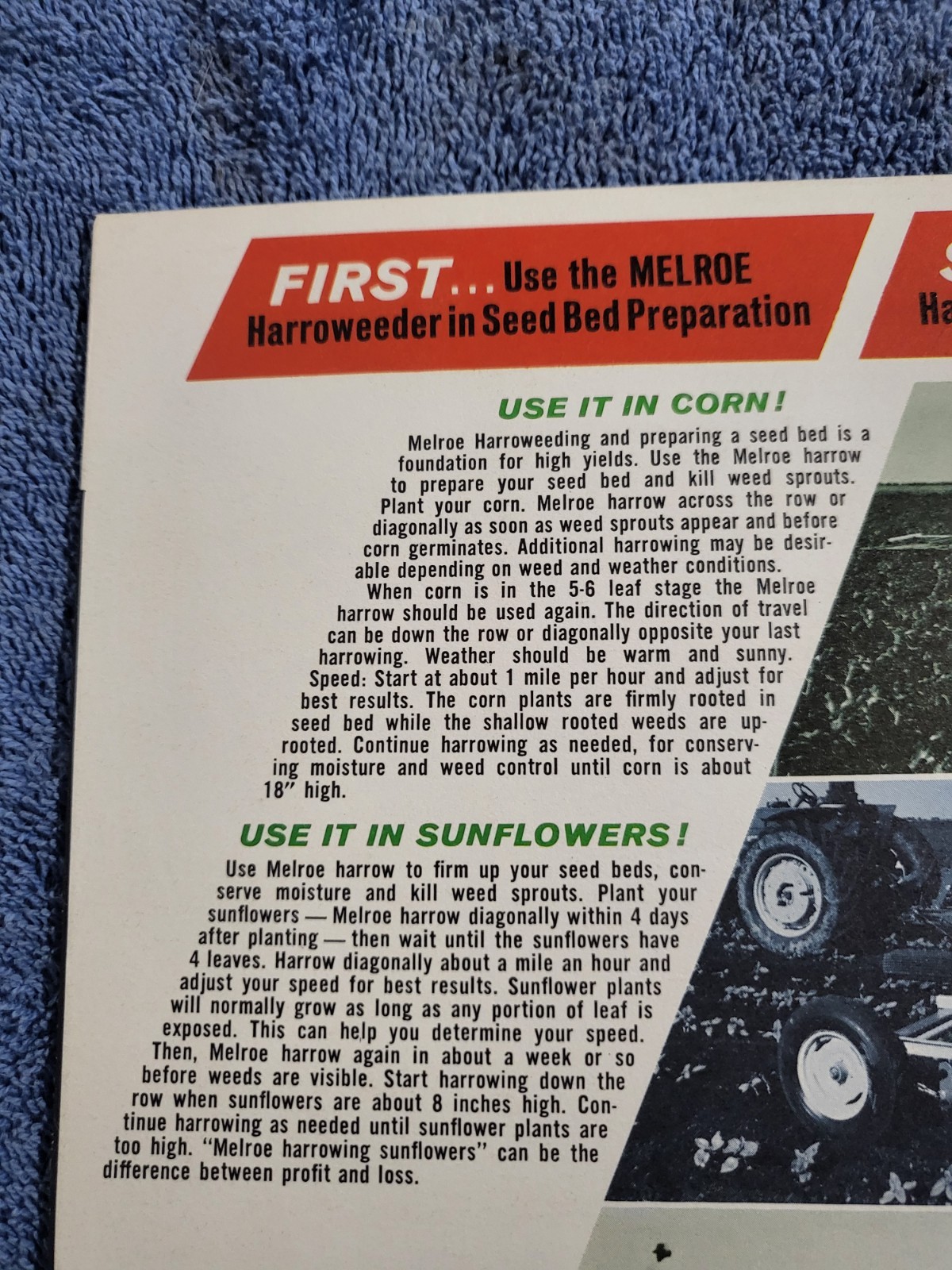 Farm Implement Brochure MELROE Harroweeder Harrow Weeder Gwinner North Dakota