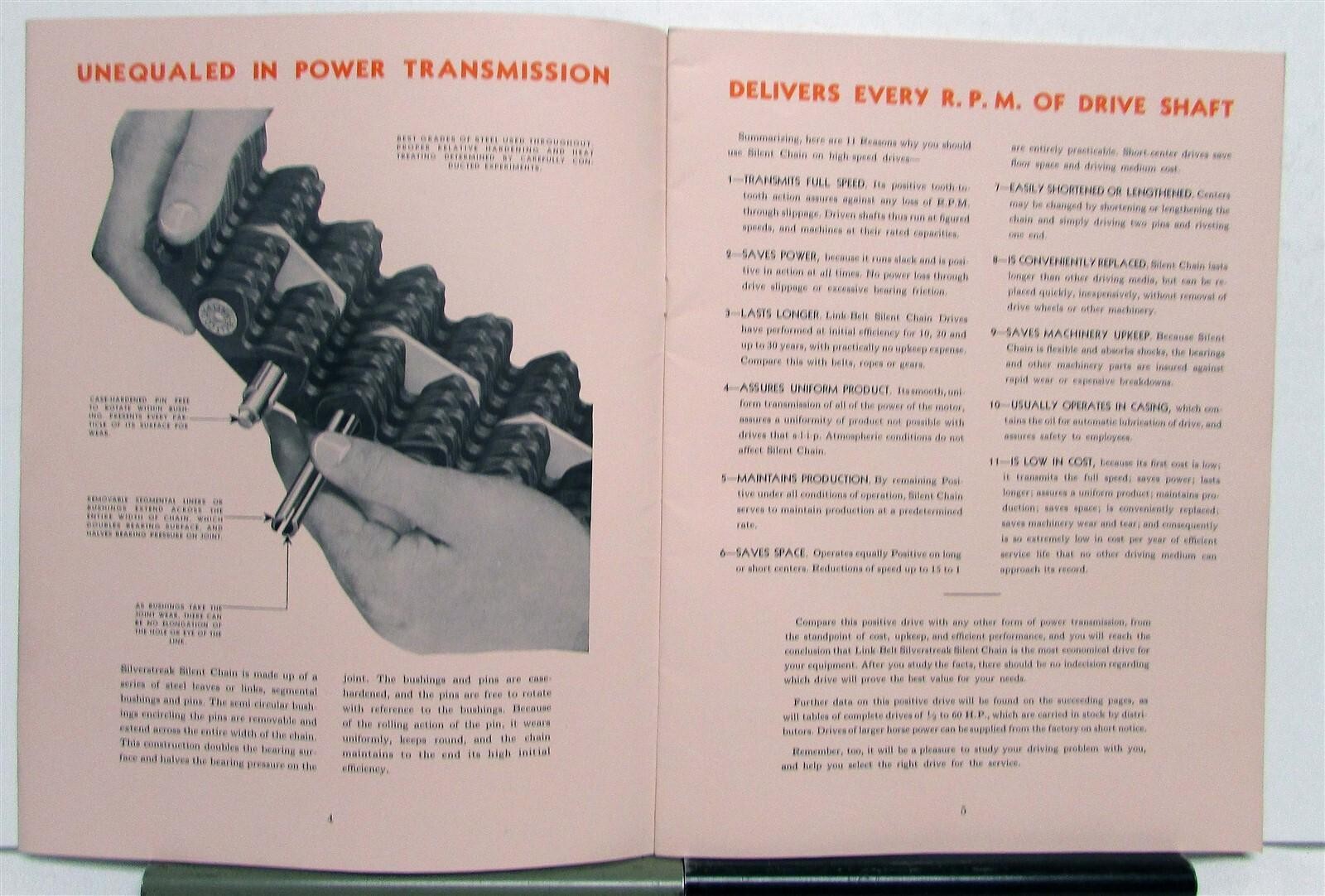 1930 Link Belt Silverstreak Silent Chain Drives Diagrams Features Specs Brochure
