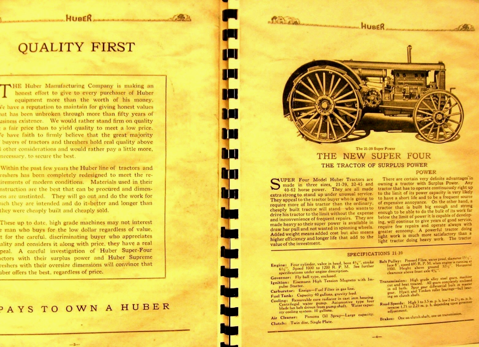 The Huber 1917 Tractors & Threshing machinery Sales Manual 40 illustrated Pages