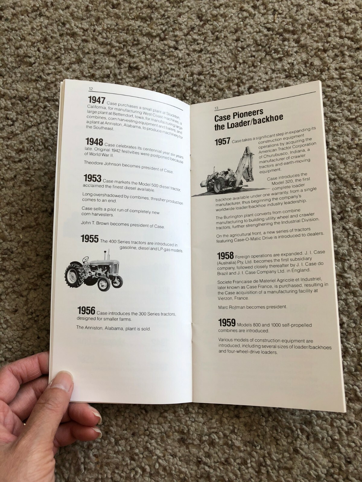 1986 Case Historical Summary factory catalogue.