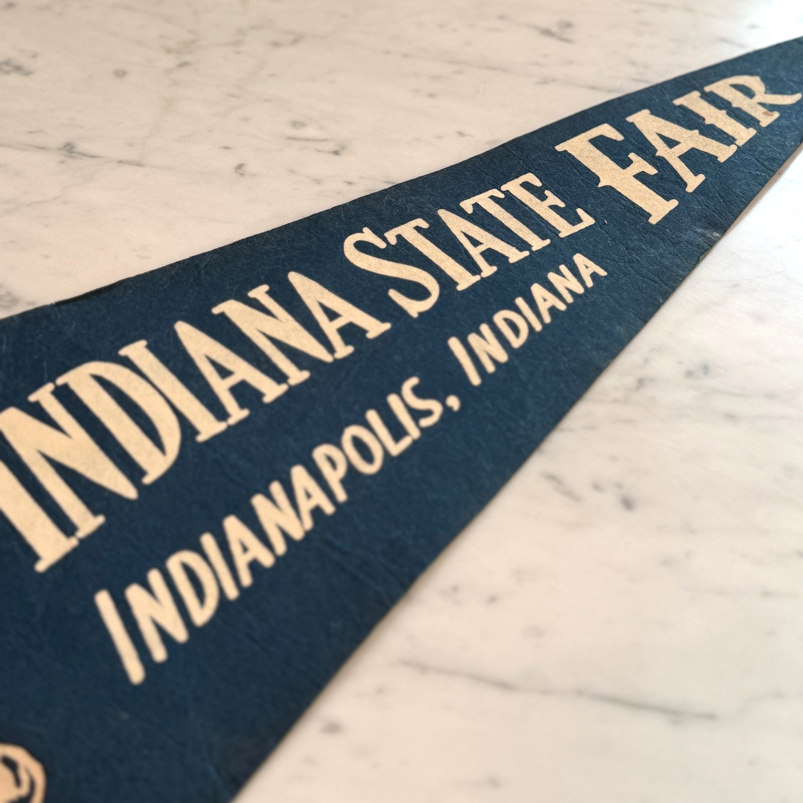 Vintage Indiana State Fair Felt Wall Pennant – Americana Mid Century Decor Art