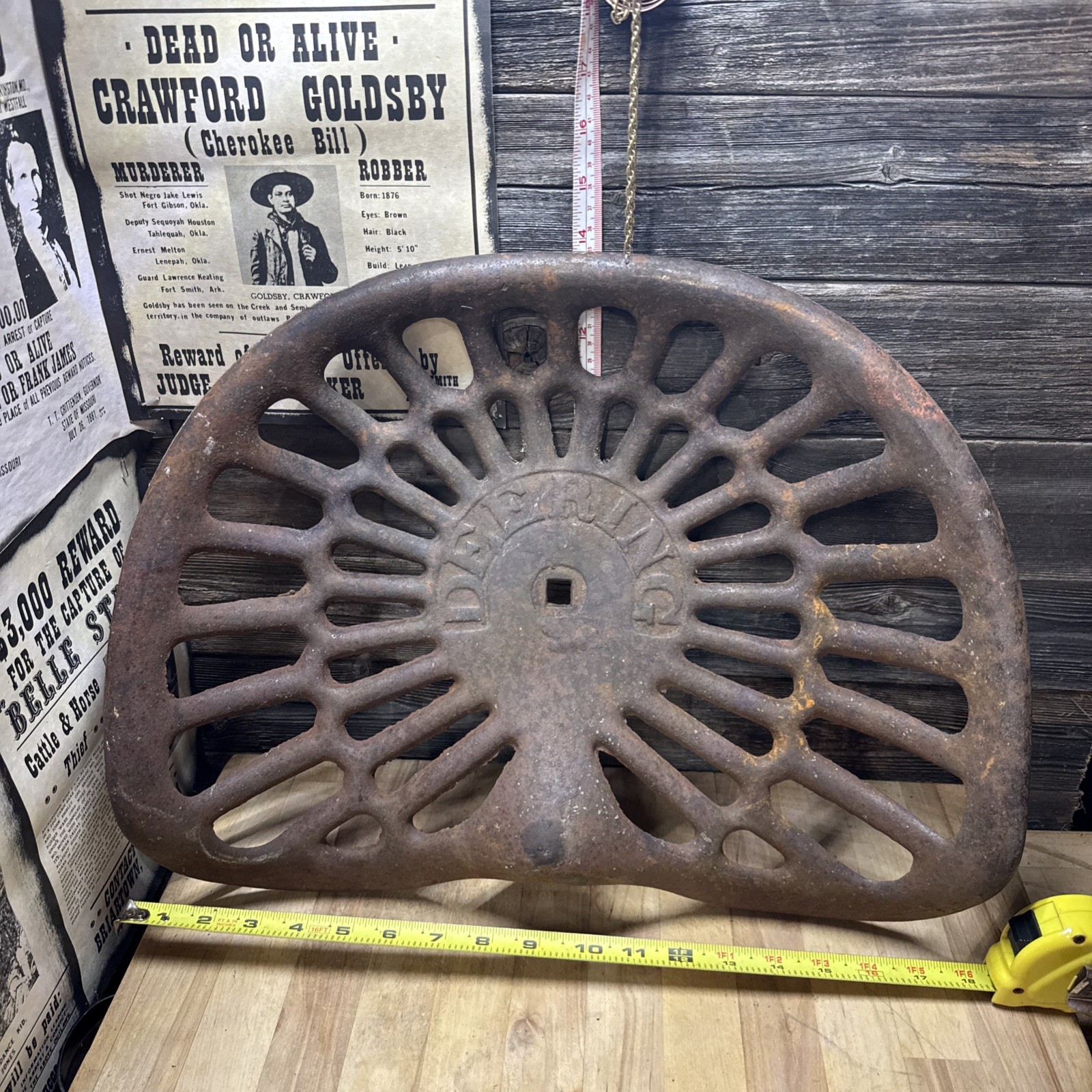 Vintage Deering Cast Iron Tractor Seat Antique Farm Equipment