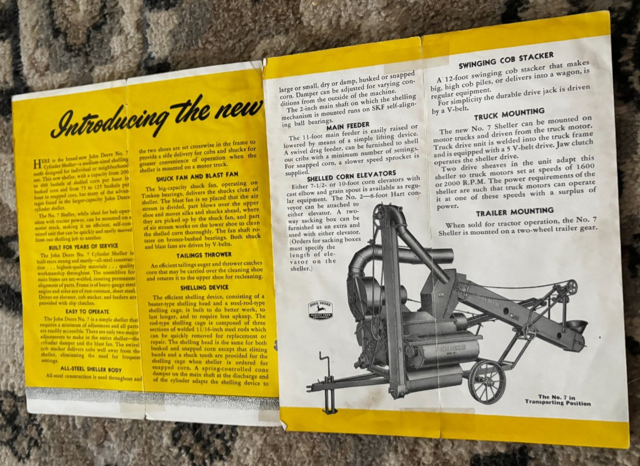 John Deere No. 7 Cylinder Corn Sheller For 1947 Brochure DCPA26