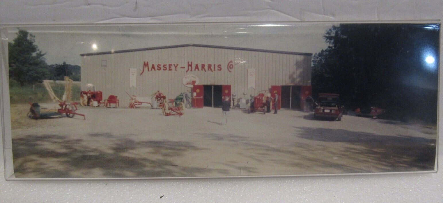 Massey Harris Farming Color Photo and Advertising Emblem Metal Plate Original