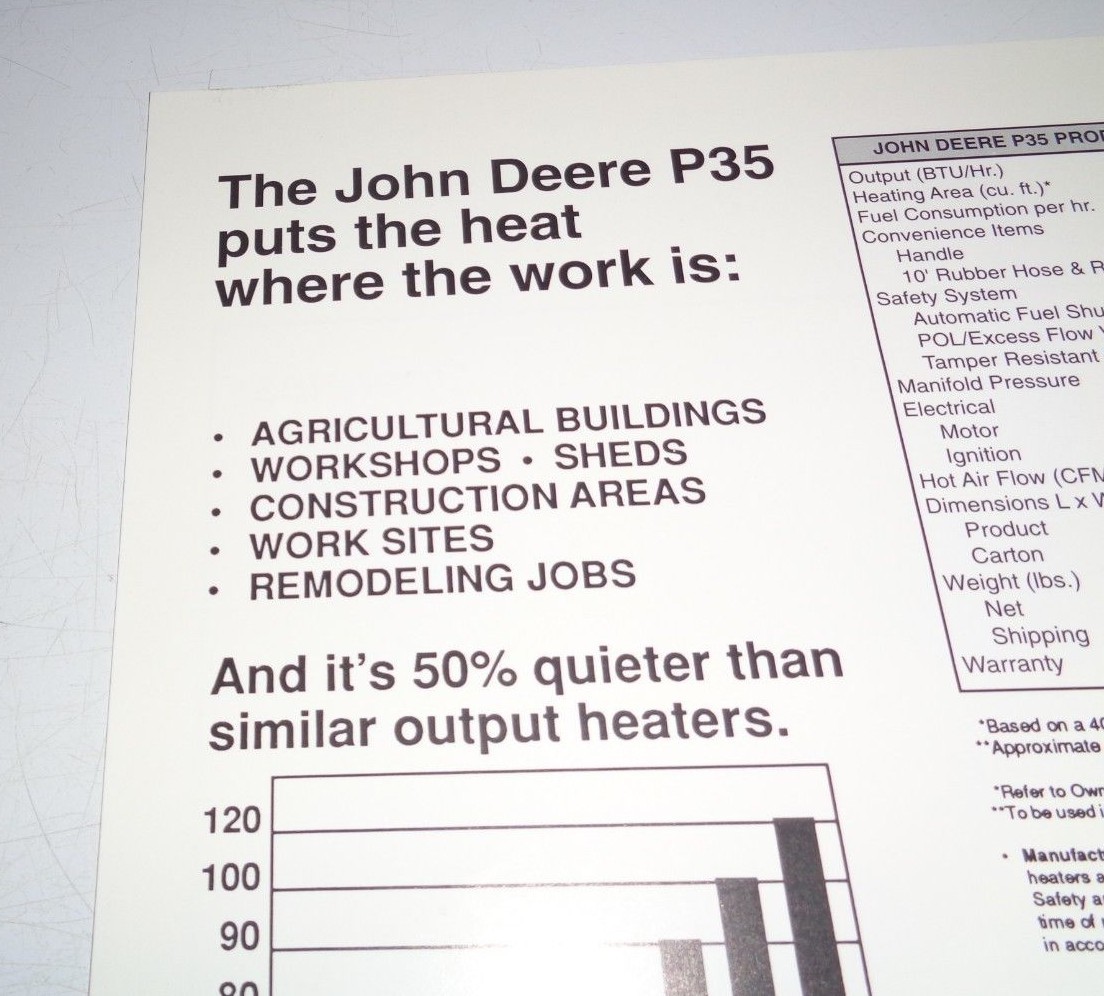 John Deere P35 LP Heater and Ertl Scale Models GMC Truck Brochure Spec Sheet JD