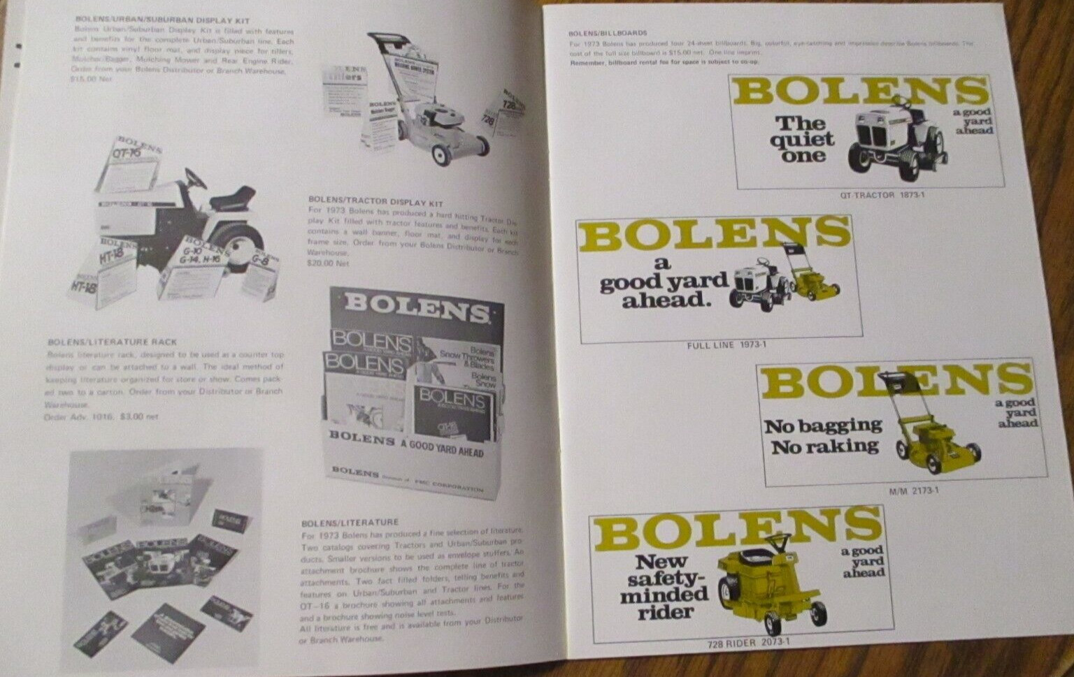 Bolens Lawn Garden Tractor & Attachments & Mowers Dealer Advertising Sales Guide
