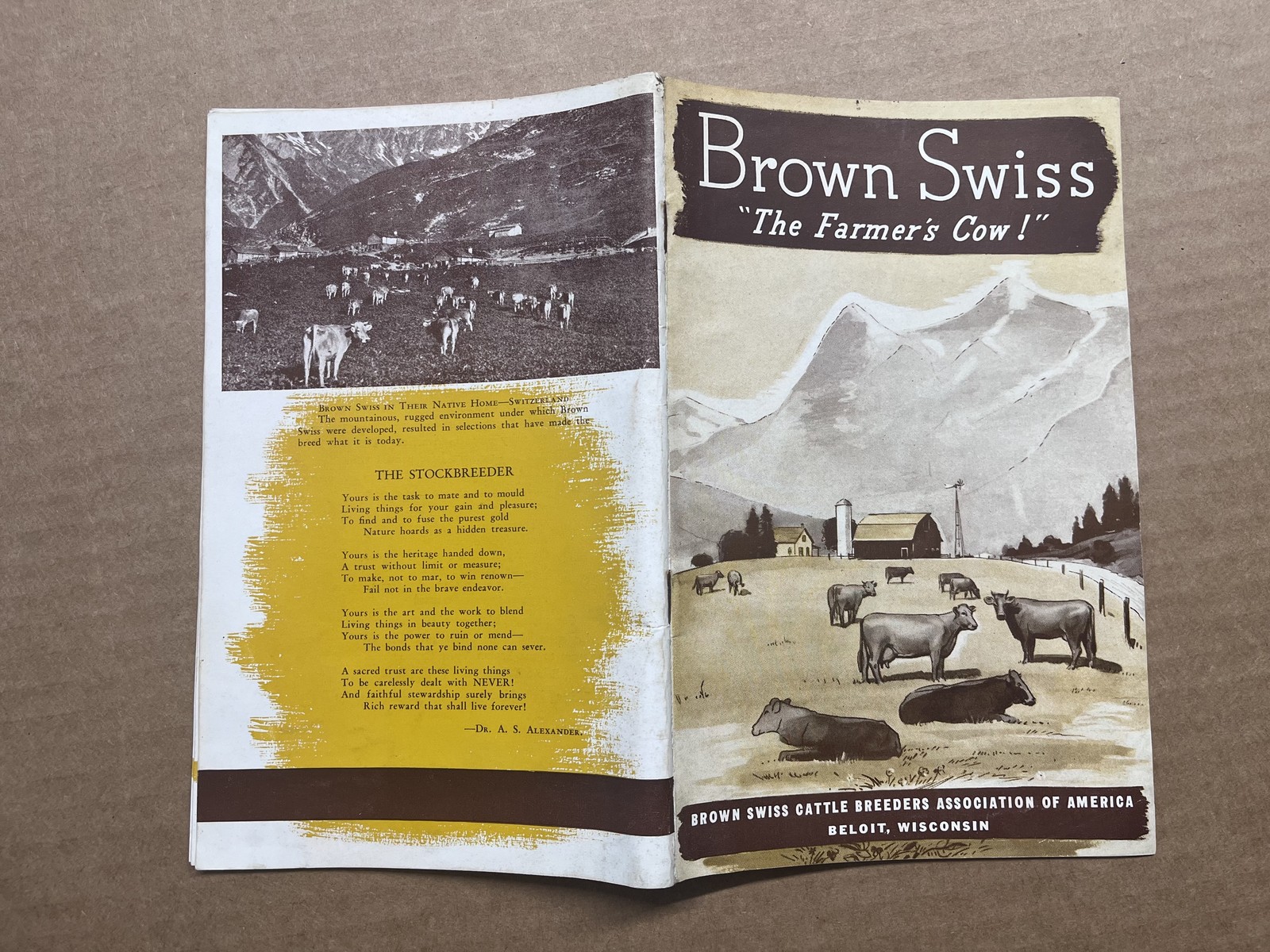 1942 Brown Swiss Cattle Breeders Association Farmer&rsquo;s Cow Booklet Dairy Vintage