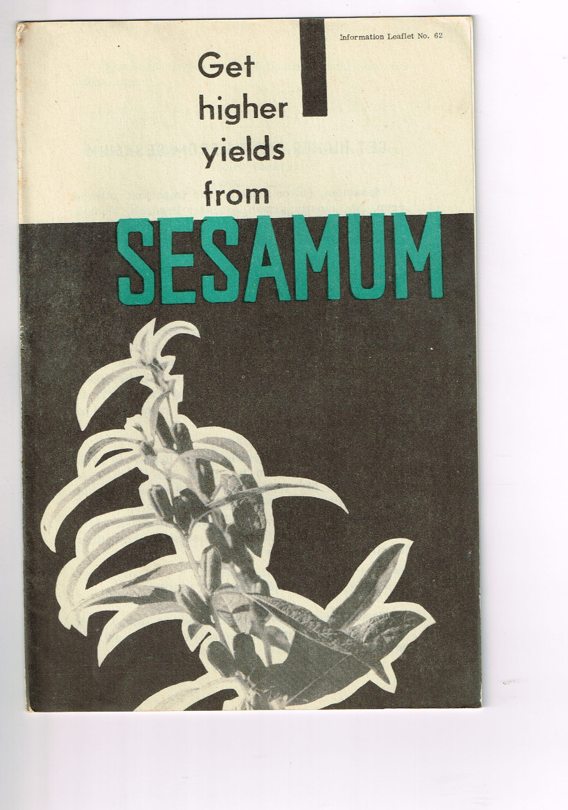 Vintage 1960s Farm Brochure India New Delhi Get Higher Yields Sesamum