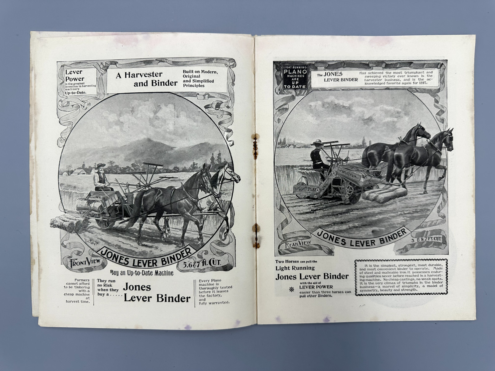 1897 PLANO Farm HARVESTING Machinery CATALOG Advertising ANTIQUE Harvester