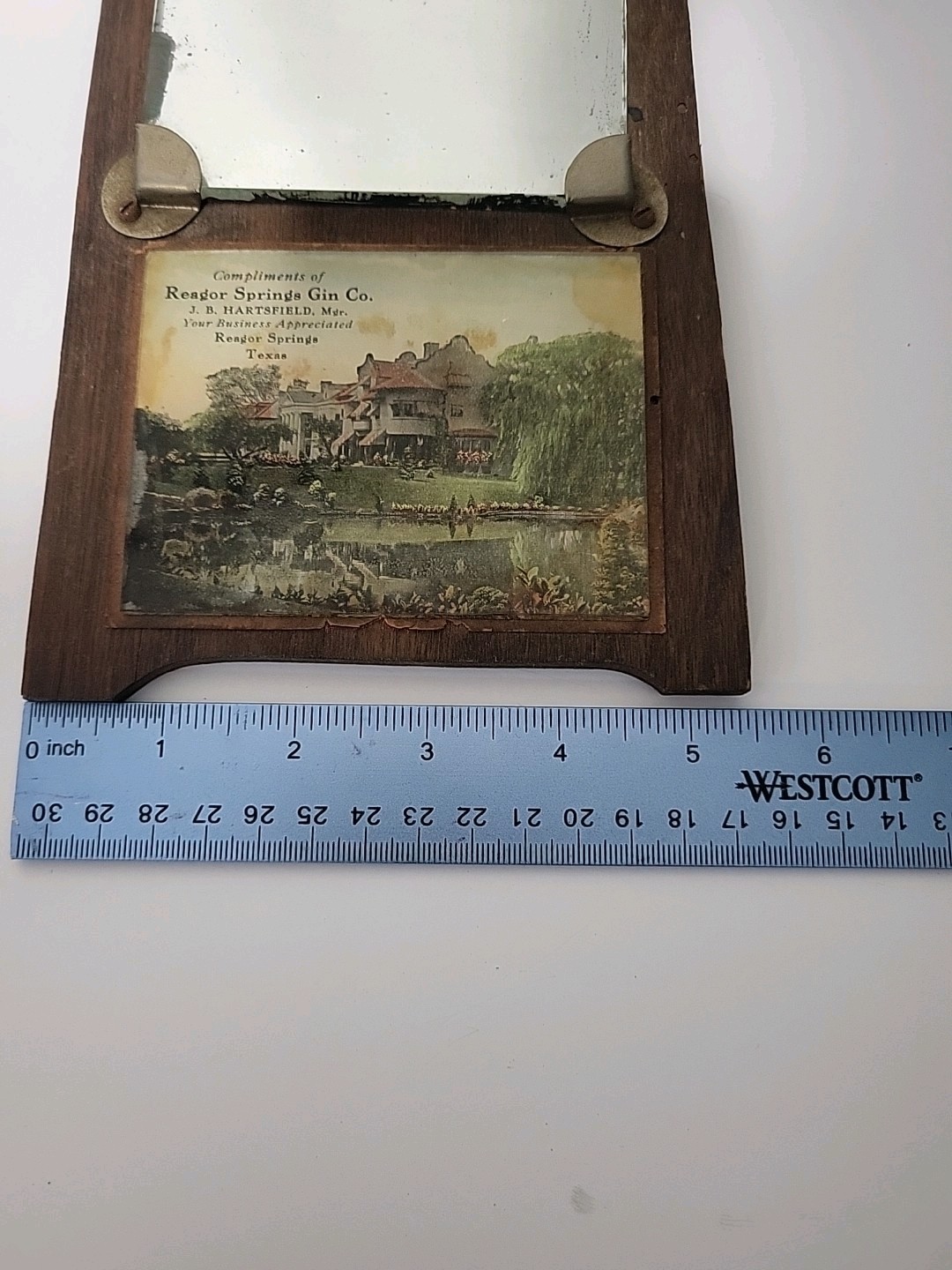 1920&rsquo;s ? SCARCE Reagor Spring ,Texas Cotton Gin Advertising, Mirror/ Wood Sign