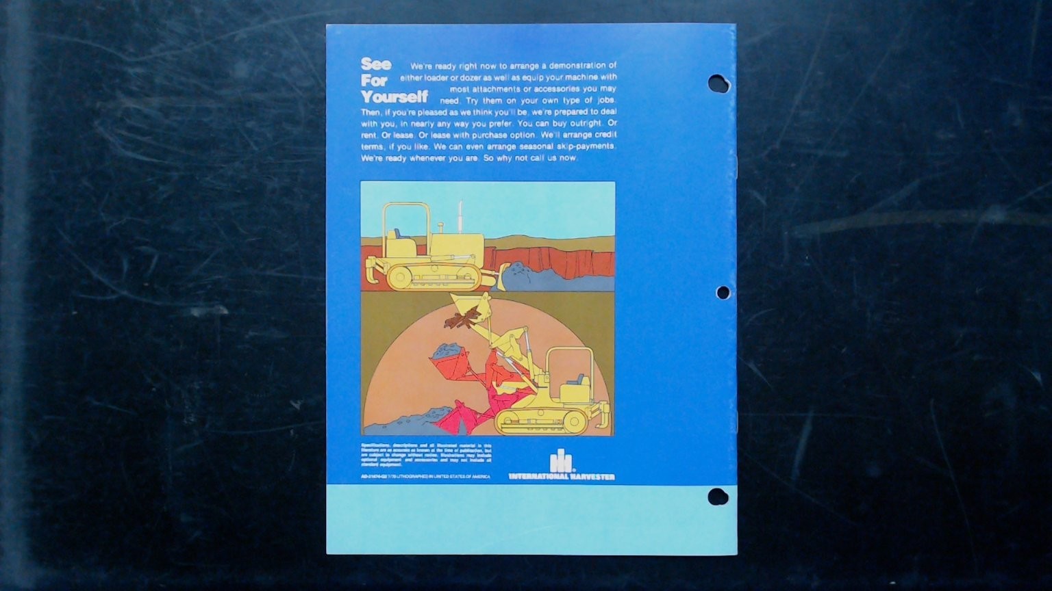 International 125E & TD-8E Power Shift Crawlers Brochure Vintage Blue