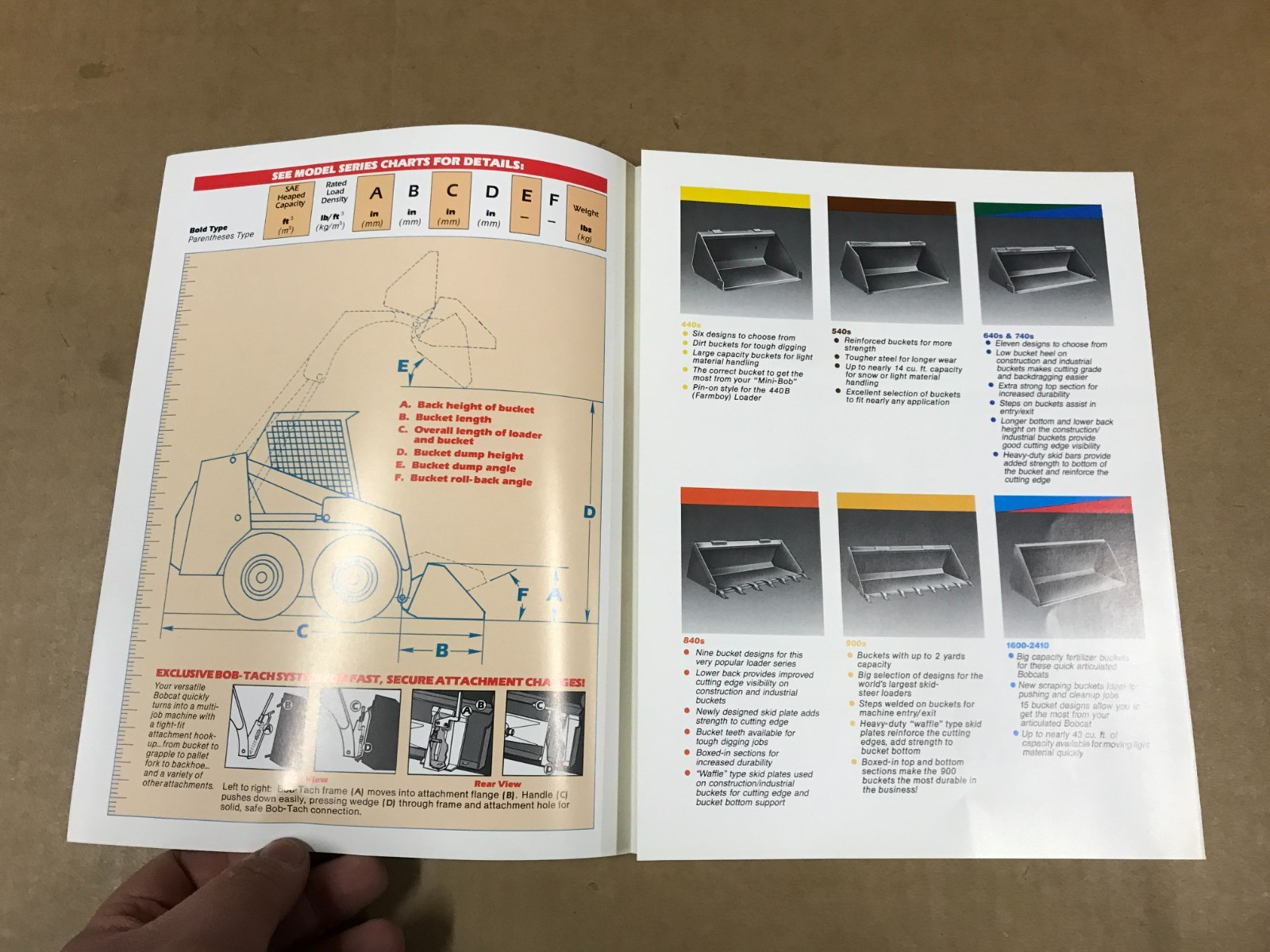 Vintage Bobcat Loader Buckets Salesman Brochure