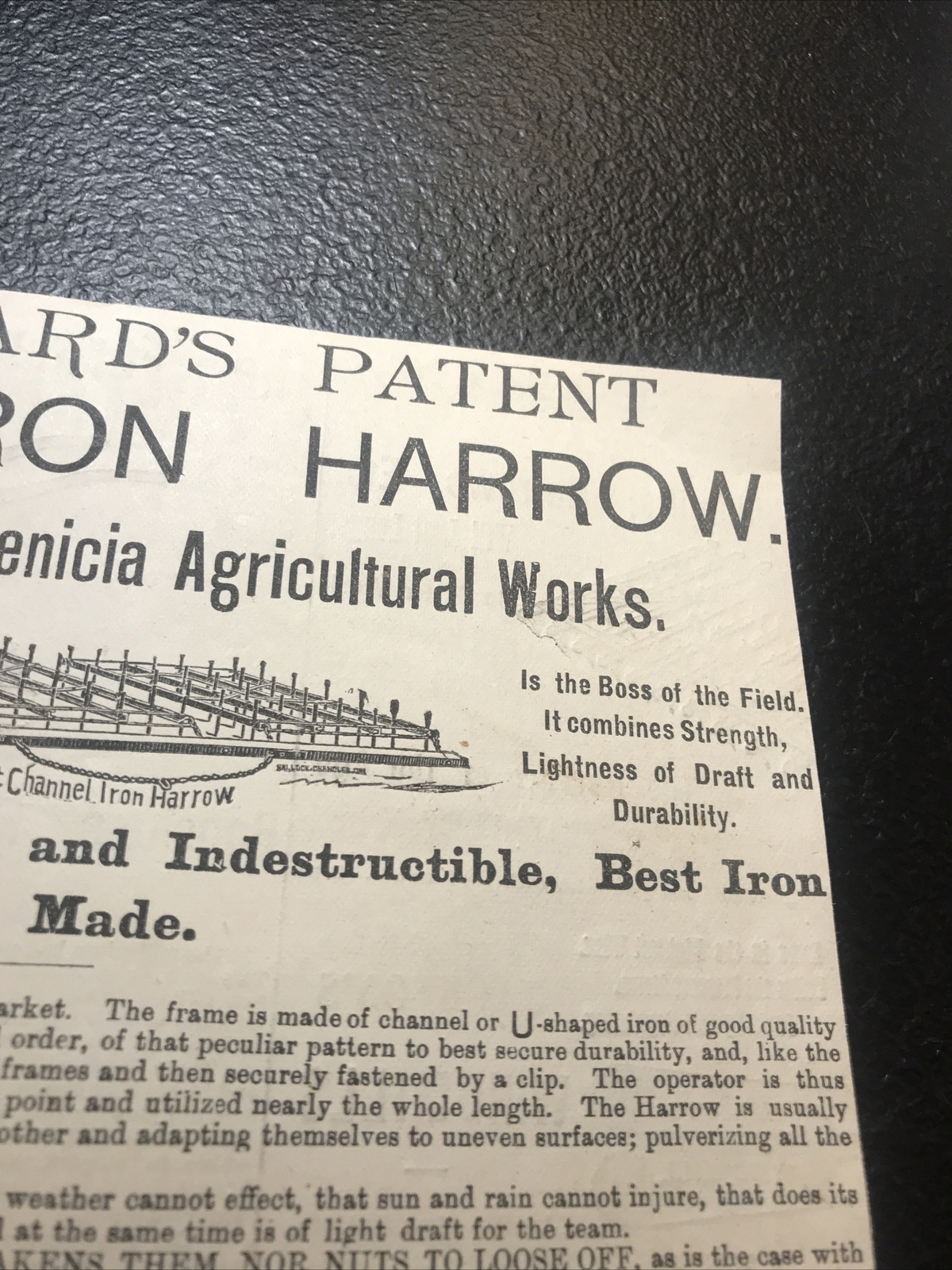 1882 Beauregard Harrow Farm Advertising – San Benicia – California
