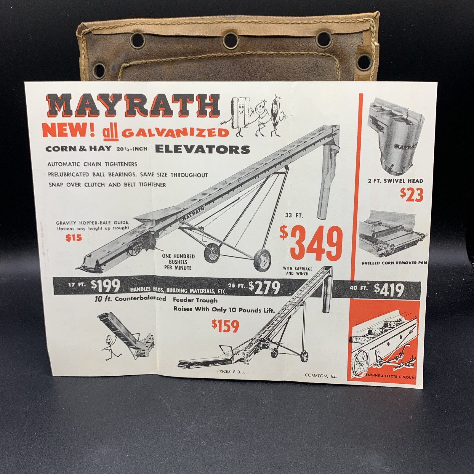 1962 Mayrath Bale Movers-Augers-Elevators Sales Brochure/Price List/Envelope