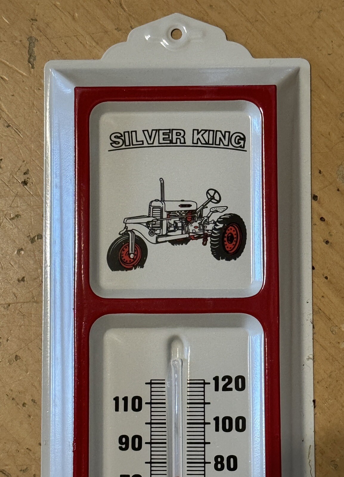 Silver King Farm Equipment Advertising Embossed Thermometer – USA Farm Tractor