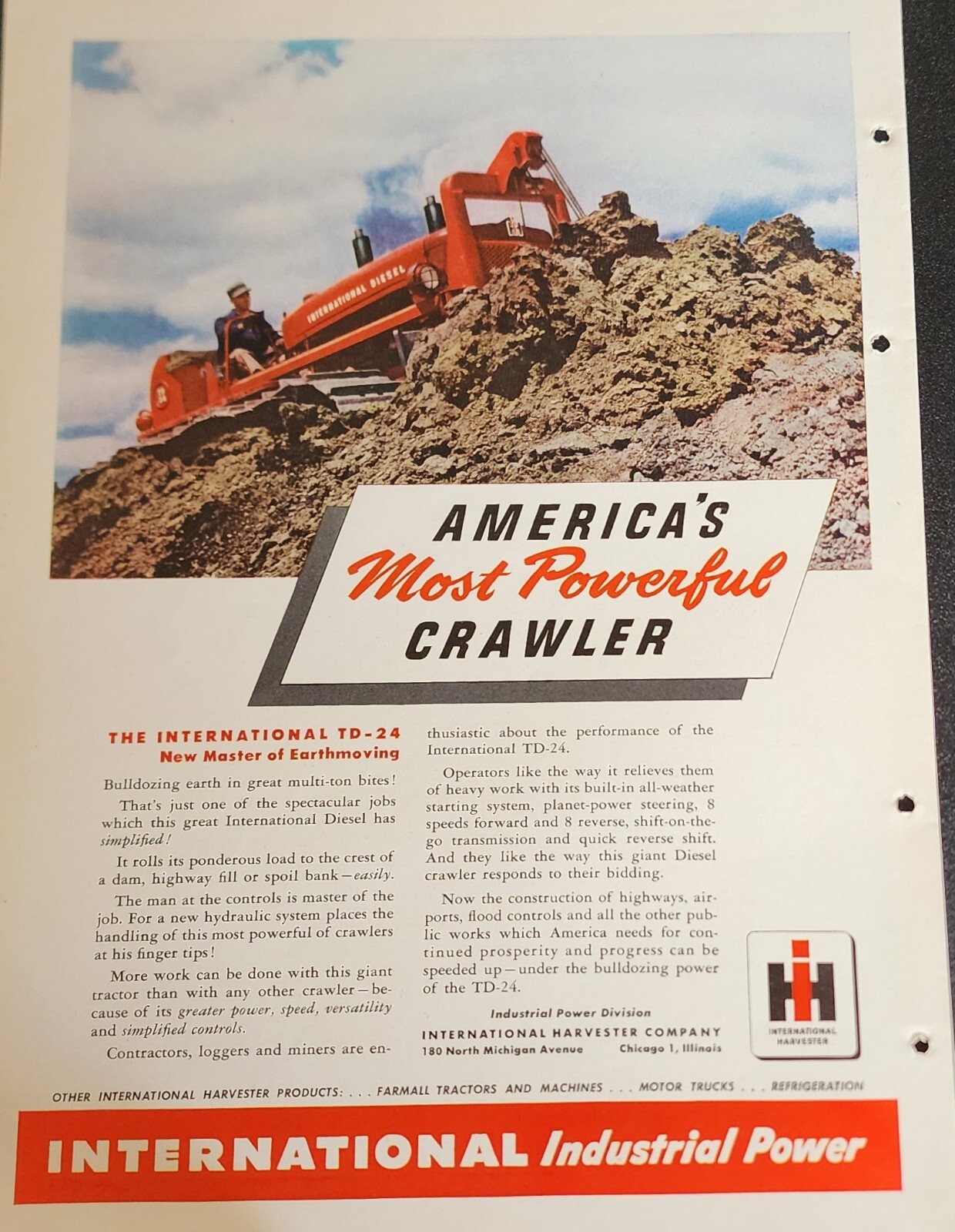 IH International Harvester Crawler Tractor Magazine Ad Vtg Wall Art Decor