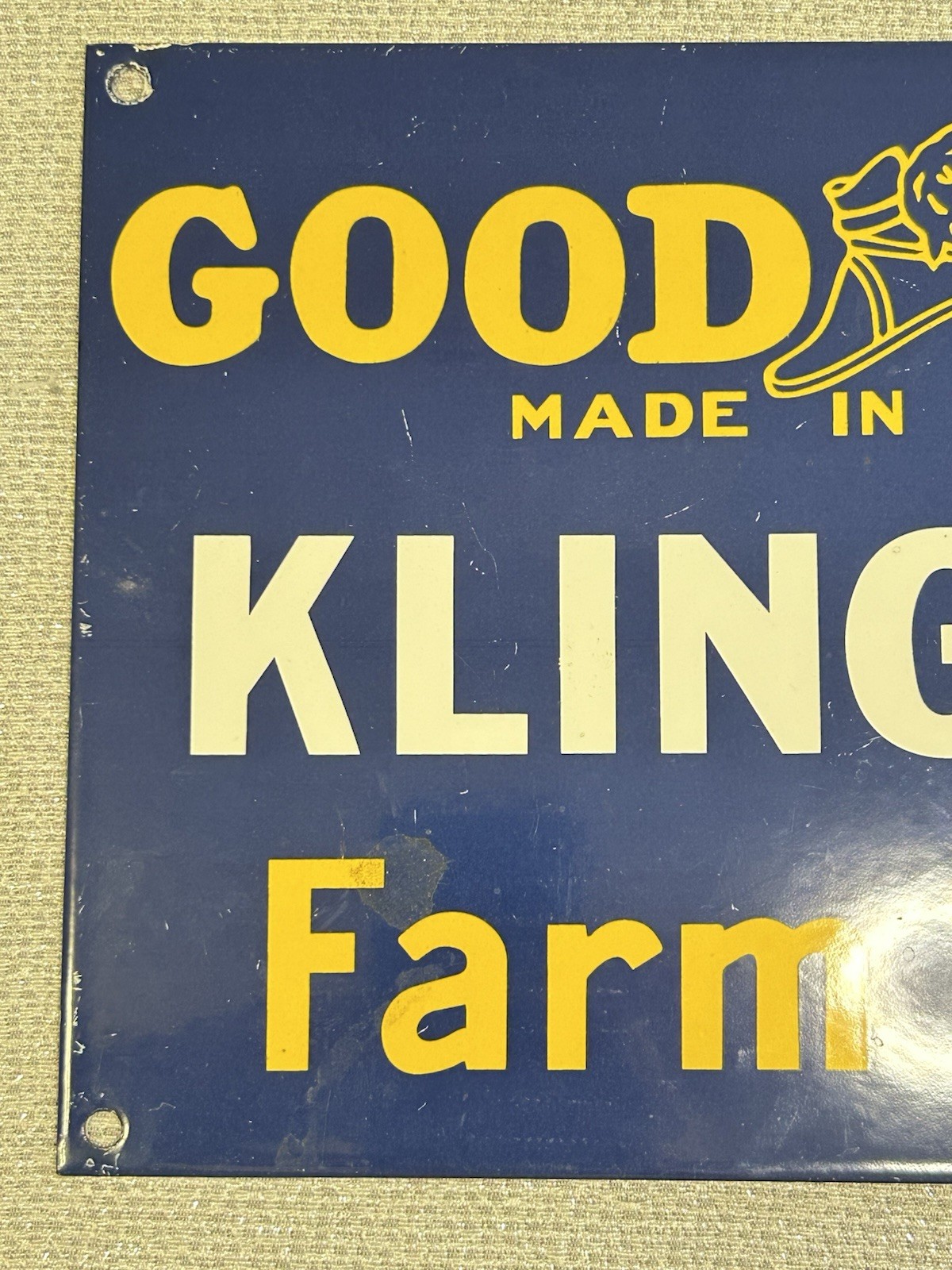 Vintage Porcelain Goodyear Klingtite Farm Belts Metal Sign