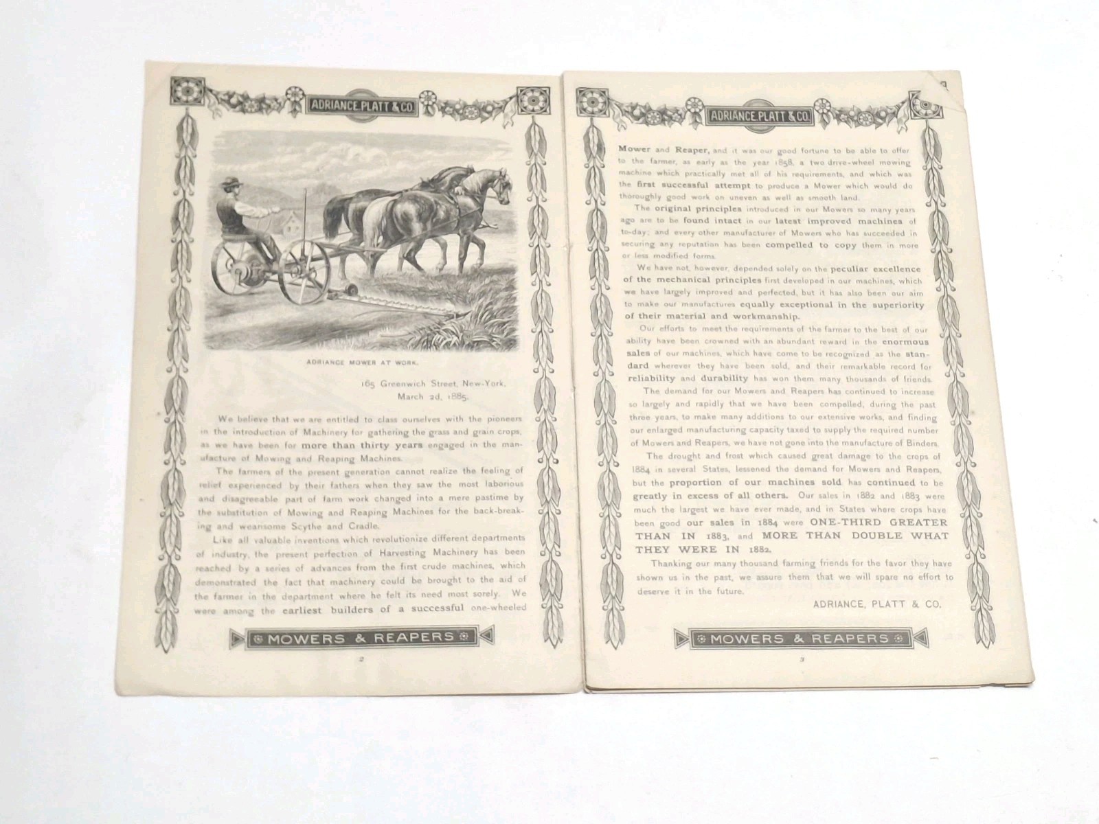 Adriance Platt & Co Harvesting Machinery Farm Book Catalogs Poughkeepsie NY 1900
