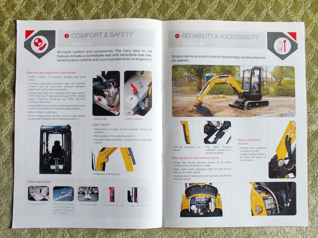 YANMAR ViO20-4 Hydraulic Mini Excavator Brochure Prospekt 2015