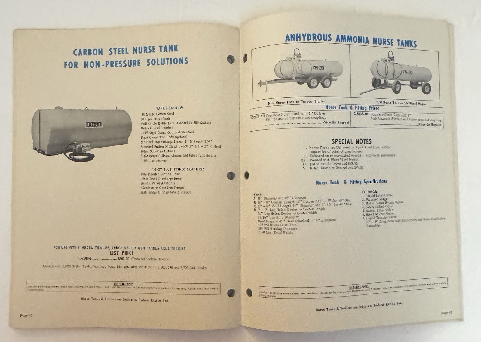 Vintage 1971 BLUE John Blue Company Machine Catalog 1970 1971 Prices Farming