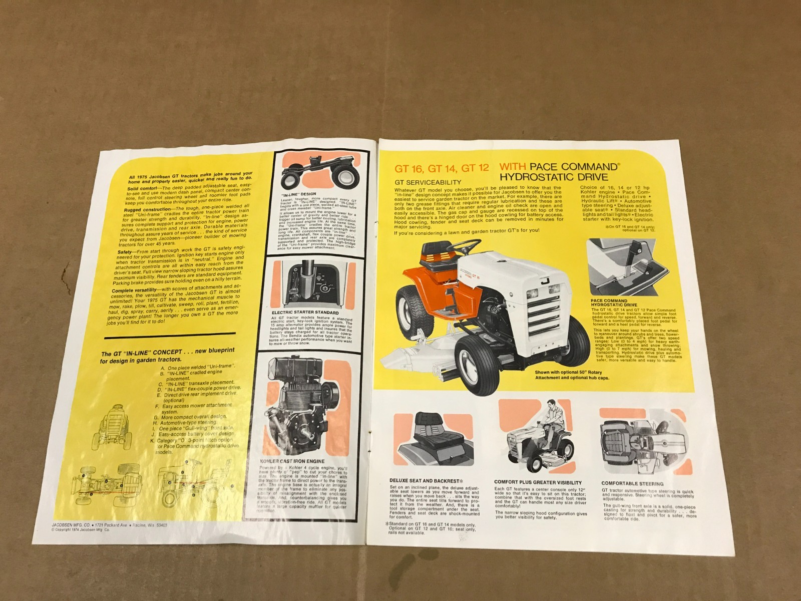 Vintage Jacobsen GT Tractor Salesman Brochure