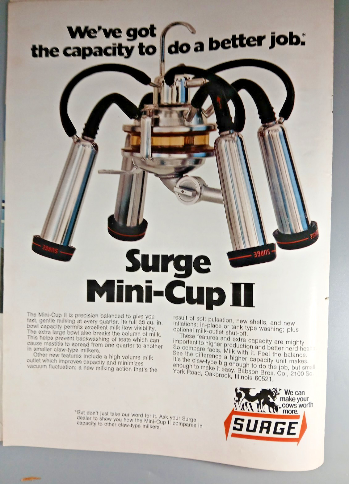 Original 1977 Surge Mini-Cup Milker Magazine Ad