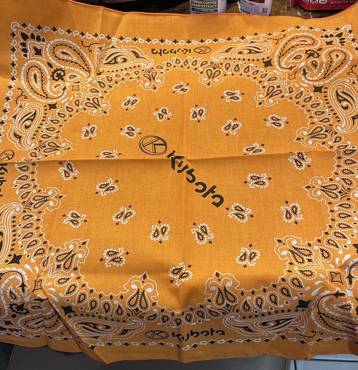Kubota Bandana- Logo On It, Kubota Tractors, Orange, White & Black-NEW