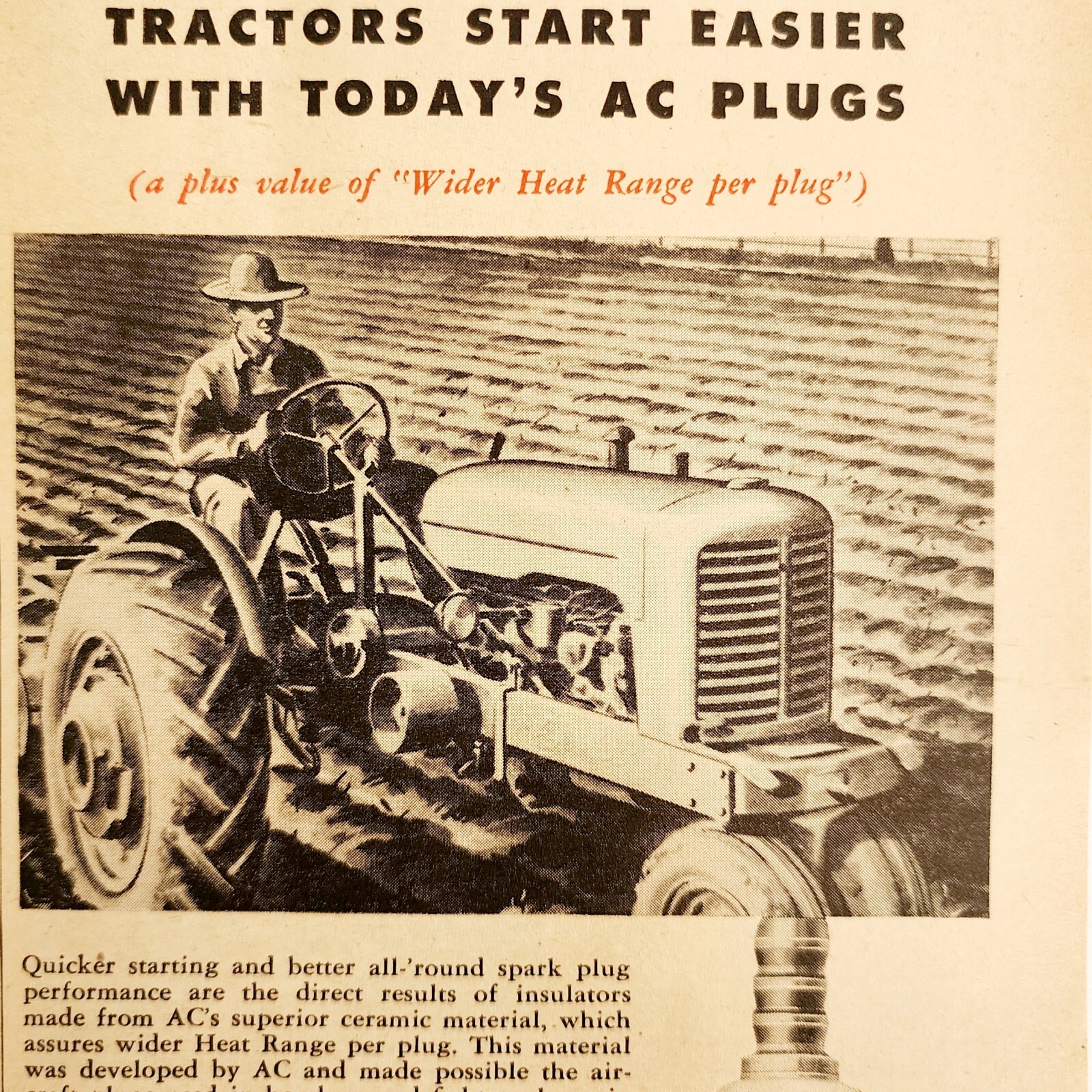 1947 AC Cleaning Station Spark Plugs Advertisement Farming Tractors DWNN18