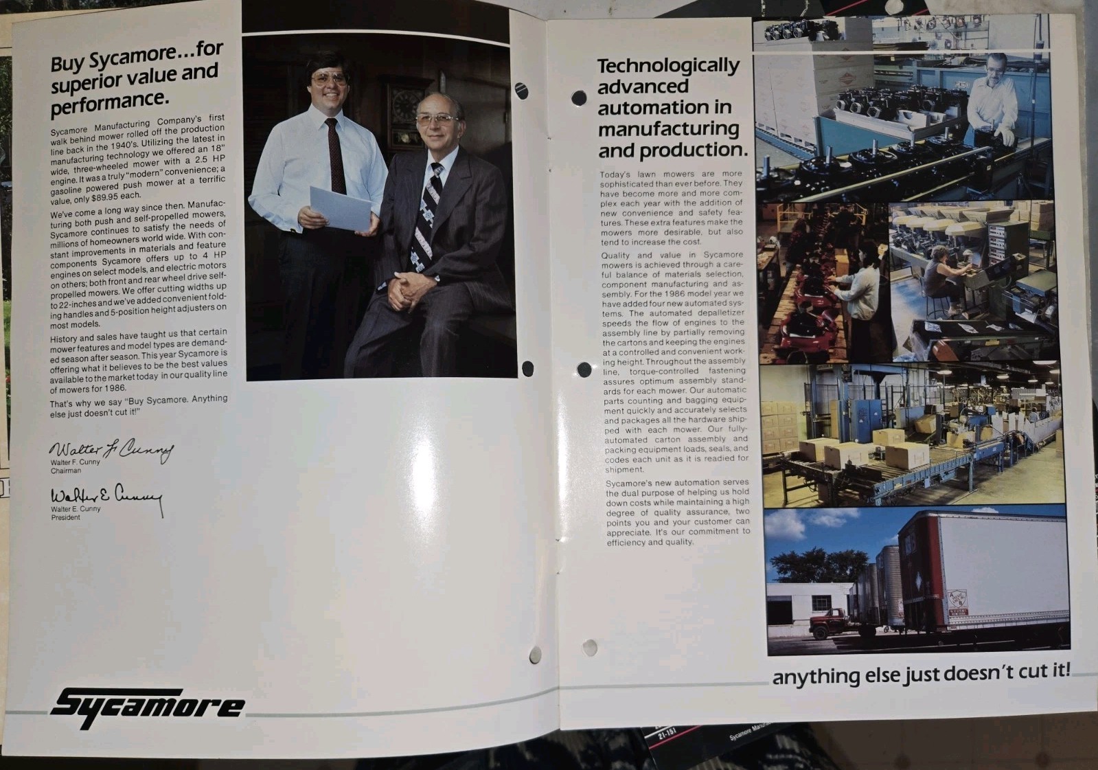 LOT OF 9 70S AND 80S FALLS SYCAMORE LAWN MOWER DEALER COLOR BROCHURES 1976-1986