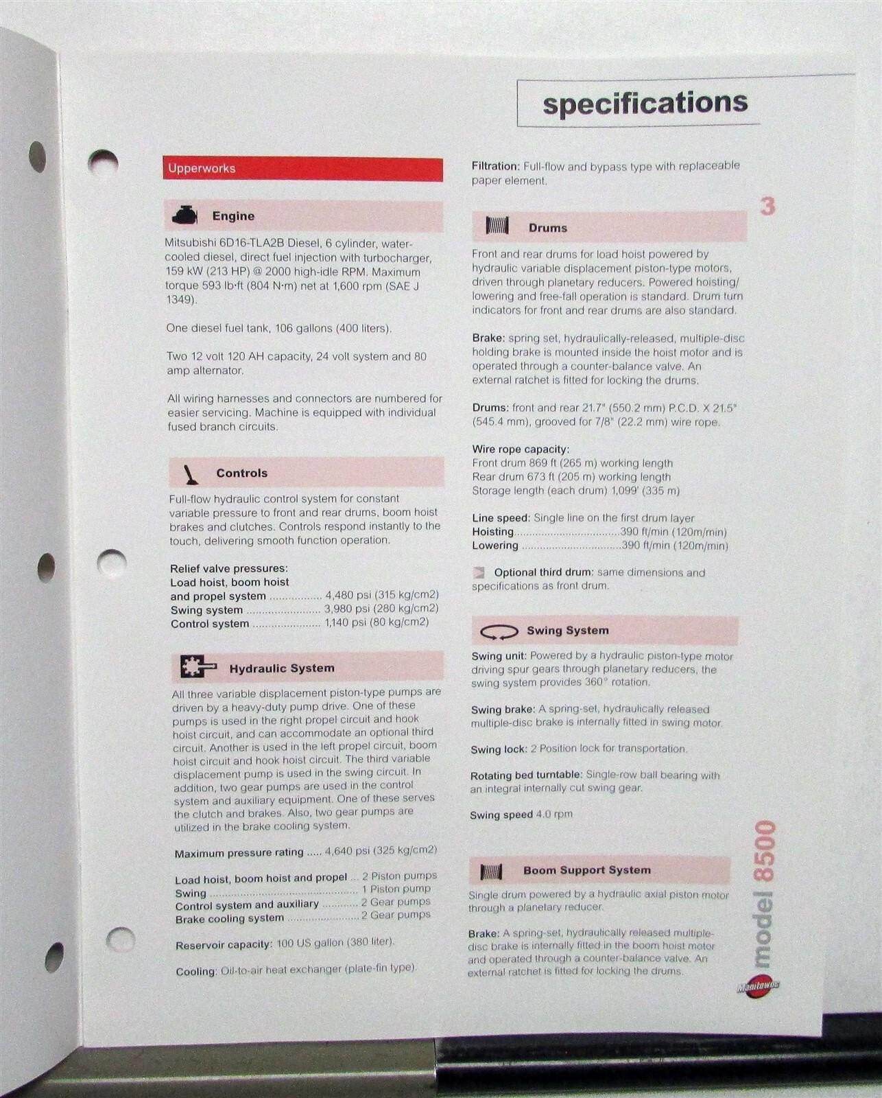 2004 Manitowoc 8500 Crane Specifications Construction Product Guide