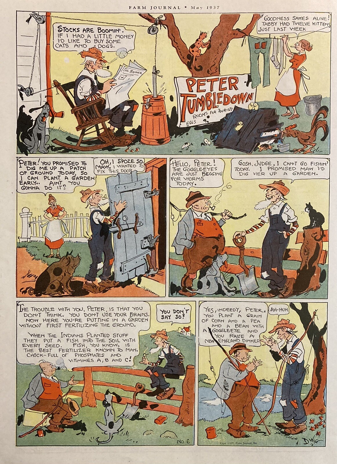 1937 AD.(XH60)~MAY 1937 FARM JOURNAL COMICS~DINGLEBERRY’S, DEEDIE-DICKIE ETC.