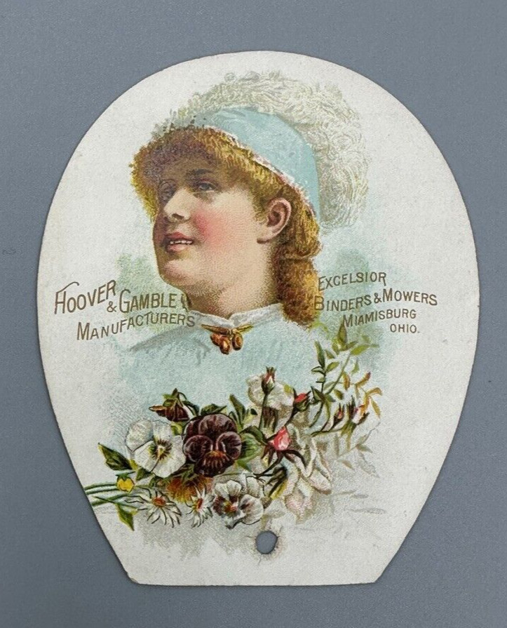1889 EXCELSIOR MOWER Hoover Gamble FARM MACHINERY Advertising Trade Card Fan
